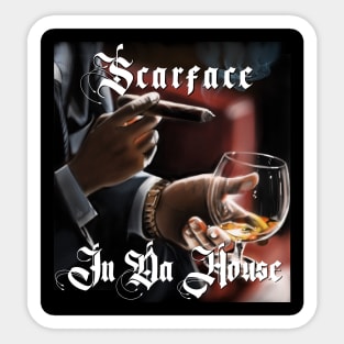 Scarface in Da house t shirt artwork Sticker